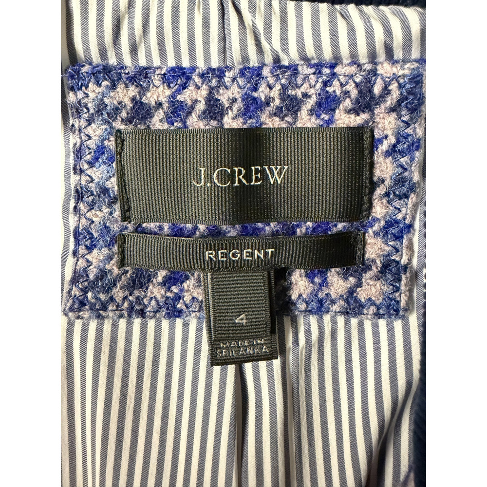 J Crew Regent Houndstooth Wool Blazer Blue Corduroy Collar Preppy Classic 4 - Picture 4 of 4